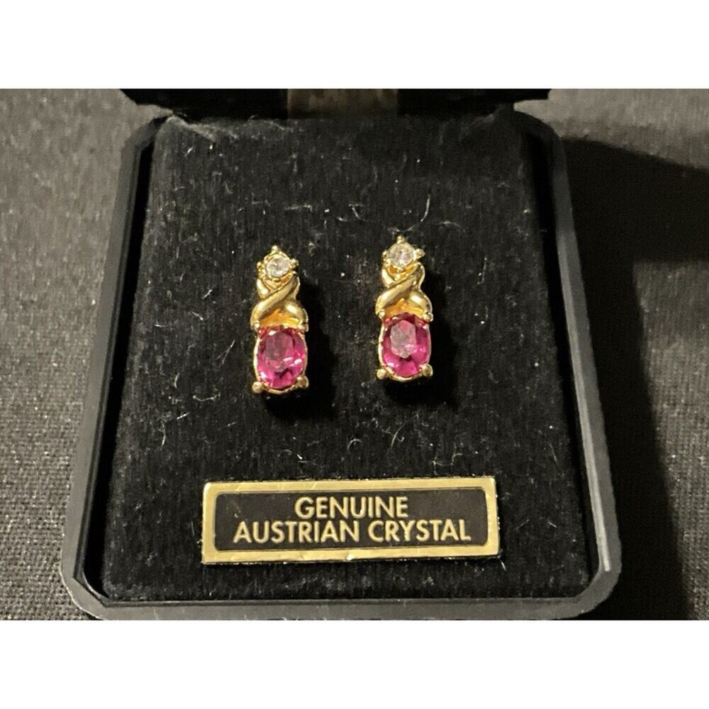 Gold Plated Austrian Crystal Post Vintage Earrings